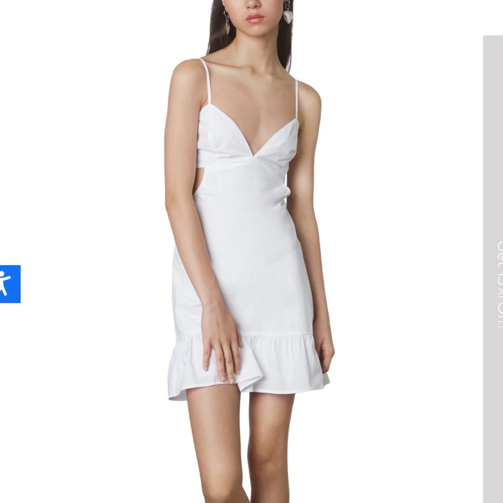 NIA - White Cotton Poplin mini dress with ruffle trim